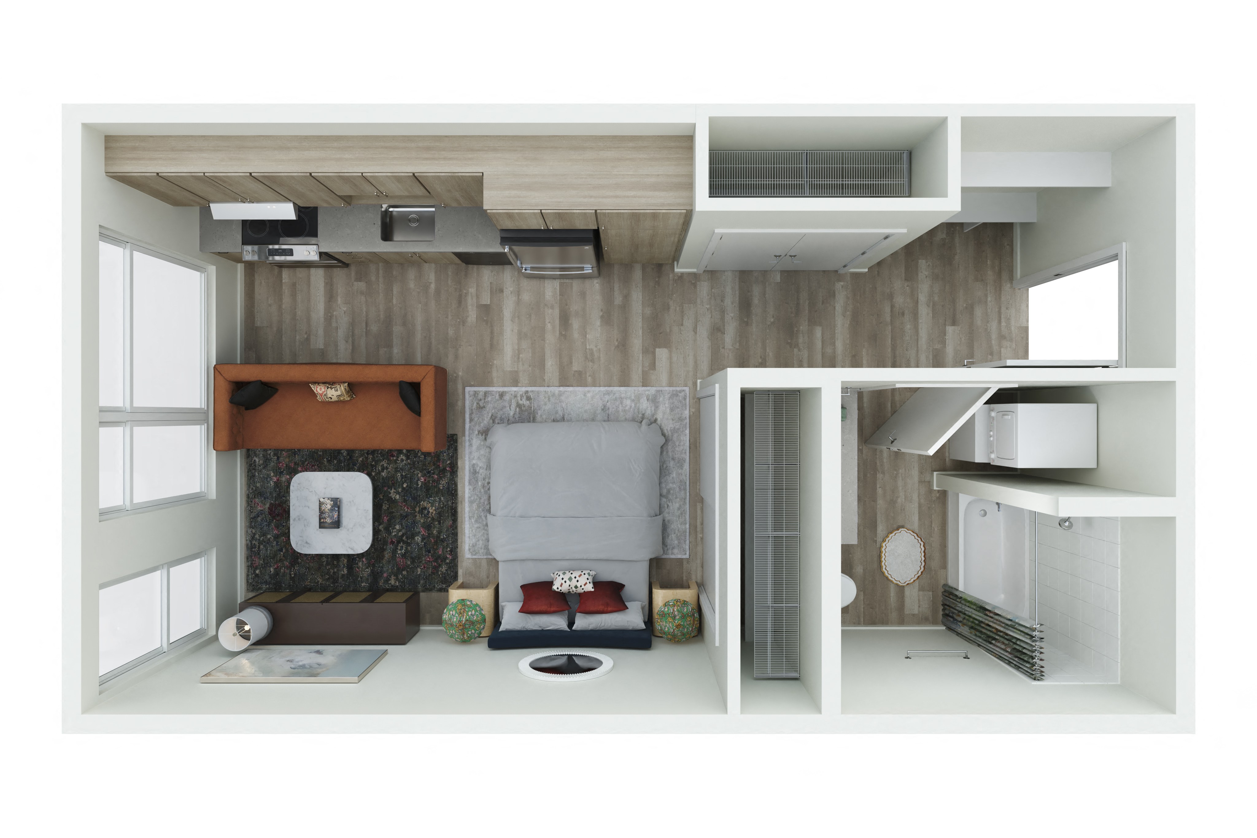 Floor plan layout diagram for Studio - S.02